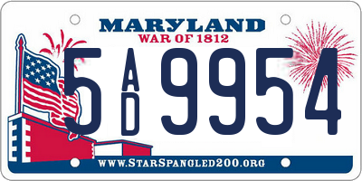 MD license plate 5AD9954
