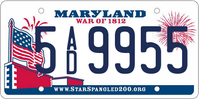 MD license plate 5AD9955