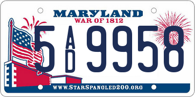 MD license plate 5AD9958