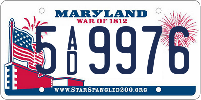 MD license plate 5AD9976