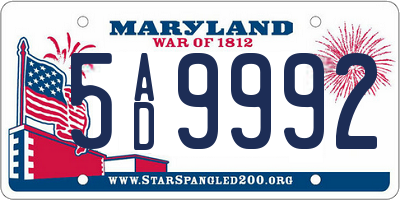 MD license plate 5AD9992