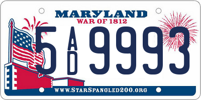 MD license plate 5AD9993