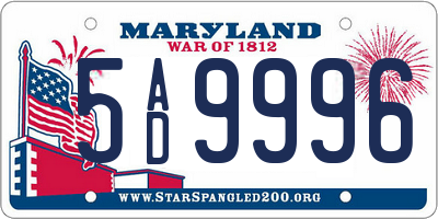 MD license plate 5AD9996
