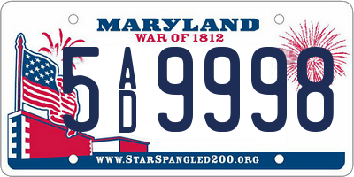 MD license plate 5AD9998