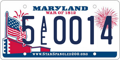 MD license plate 5AE0014