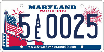 MD license plate 5AE0025