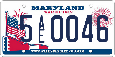 MD license plate 5AE0046