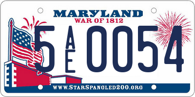 MD license plate 5AE0054