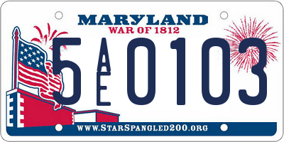 MD license plate 5AE0103