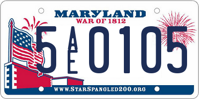 MD license plate 5AE0105