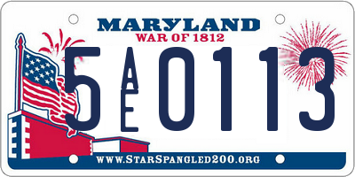 MD license plate 5AE0113