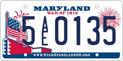 MD license plate 5AE0135