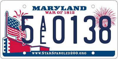 MD license plate 5AE0138
