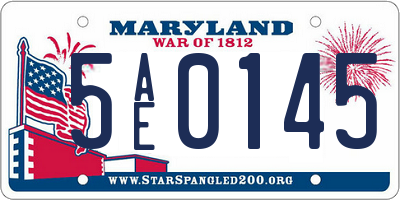 MD license plate 5AE0145