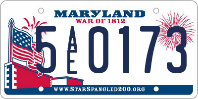 MD license plate 5AE0173