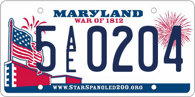 MD license plate 5AE0204
