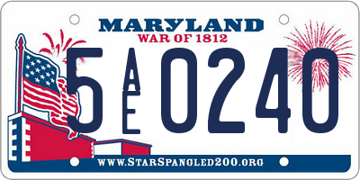 MD license plate 5AE0240