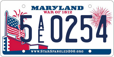 MD license plate 5AE0254