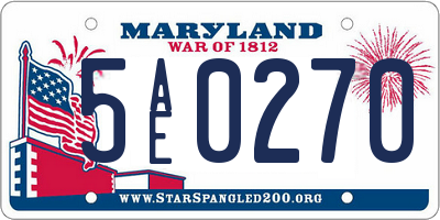MD license plate 5AE0270