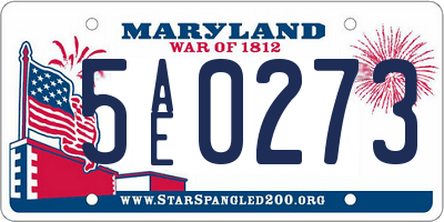 MD license plate 5AE0273