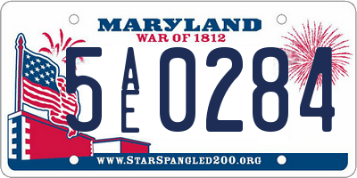MD license plate 5AE0284