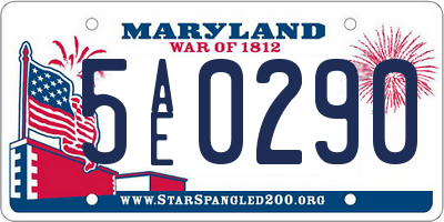 MD license plate 5AE0290