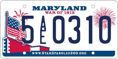 MD license plate 5AE0310