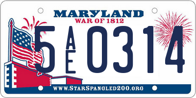 MD license plate 5AE0314