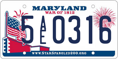 MD license plate 5AE0316