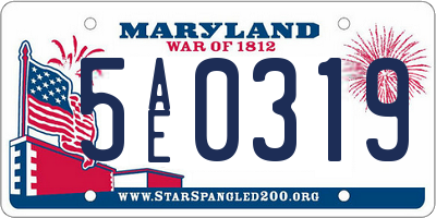 MD license plate 5AE0319