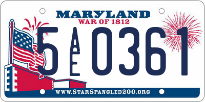 MD license plate 5AE0361