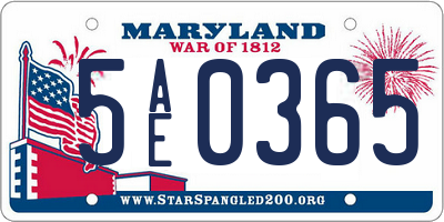 MD license plate 5AE0365