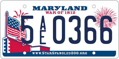 MD license plate 5AE0366
