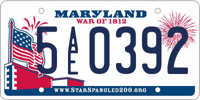 MD license plate 5AE0392