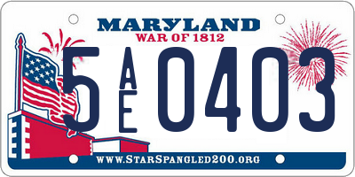 MD license plate 5AE0403