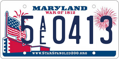 MD license plate 5AE0413