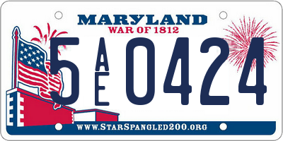 MD license plate 5AE0424