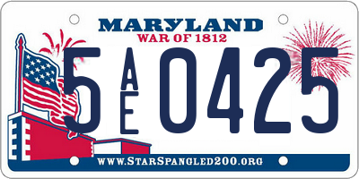MD license plate 5AE0425