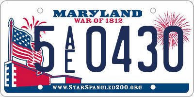 MD license plate 5AE0430
