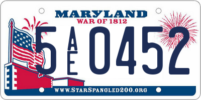 MD license plate 5AE0452