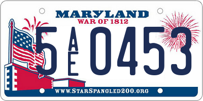 MD license plate 5AE0453