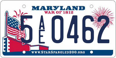 MD license plate 5AE0462