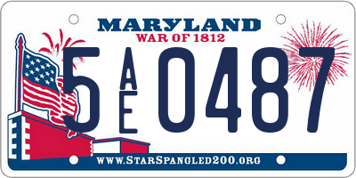 MD license plate 5AE0487