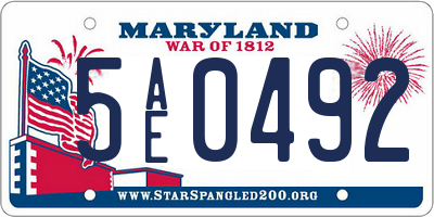 MD license plate 5AE0492