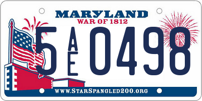 MD license plate 5AE0498