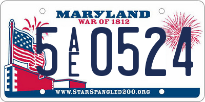 MD license plate 5AE0524