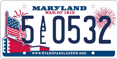 MD license plate 5AE0532