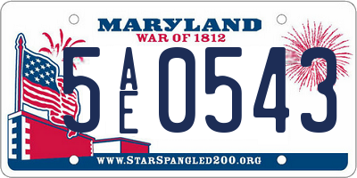 MD license plate 5AE0543