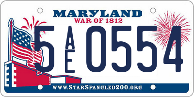 MD license plate 5AE0554