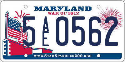 MD license plate 5AE0562
